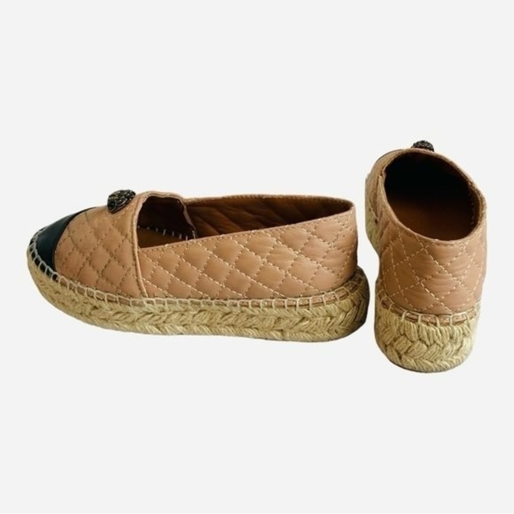 Women’s Shoes KURT GEIGER LONDON Slip On Espadrilles Black Tan Leather Loafers - Picture 8 of 13